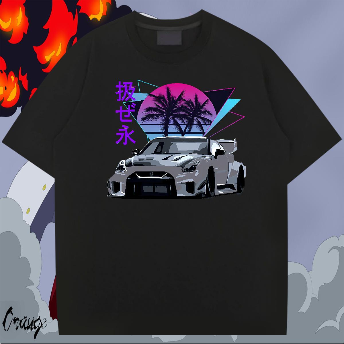 Comfortable Tshirts Summer Casual 230g Pure Cotton Floral Print Crew Neck Breathable car Mens T Shirts 2024 New Top Tees
