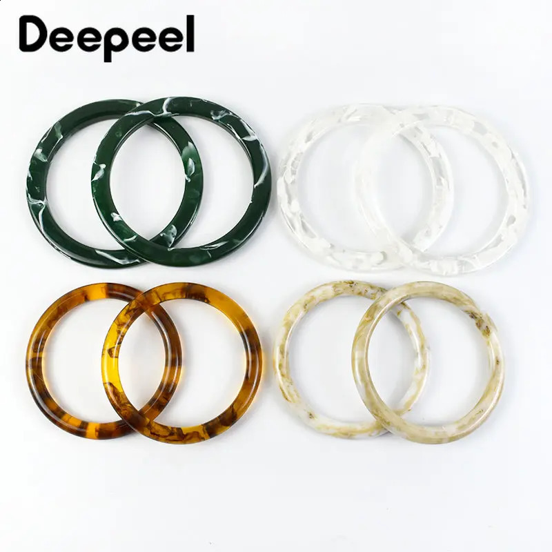 2PCS=1 pair of dark 10cm amber resin circular handles fashionable D-shaped handbags handmade DIY craft bags accessories 240821