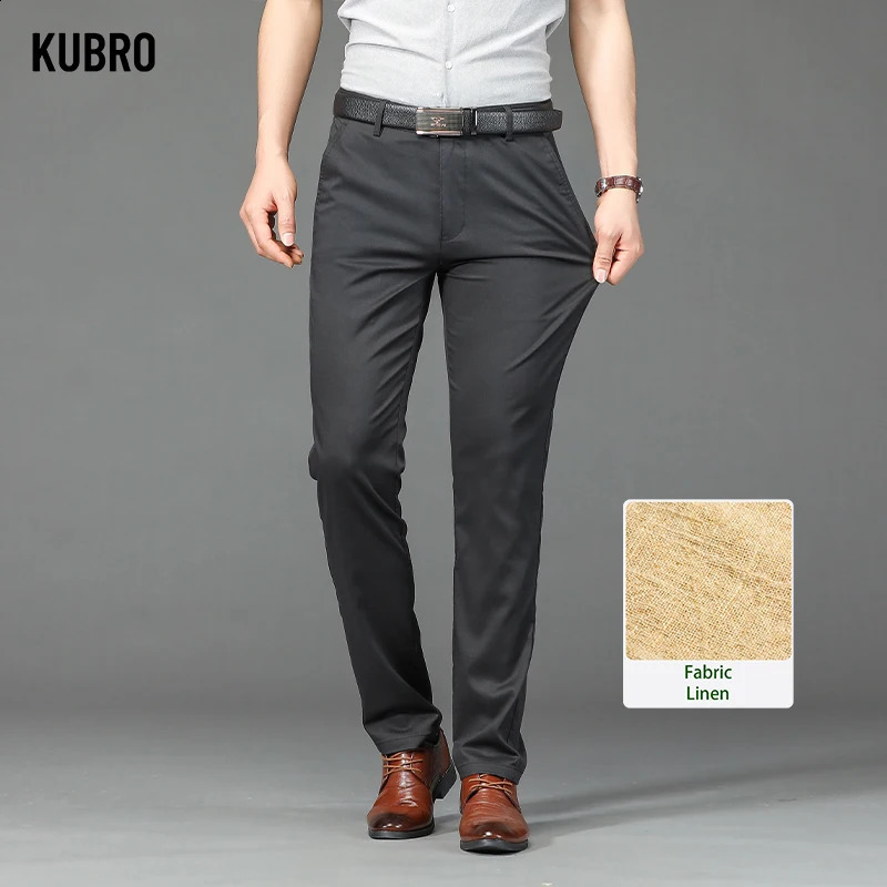 KUBRO Mens Cotton Linen Pants Loose Cool Casual Long Pants Elastic Long Pant Casual Large Size Streetwear Lightweight Trousers 240822