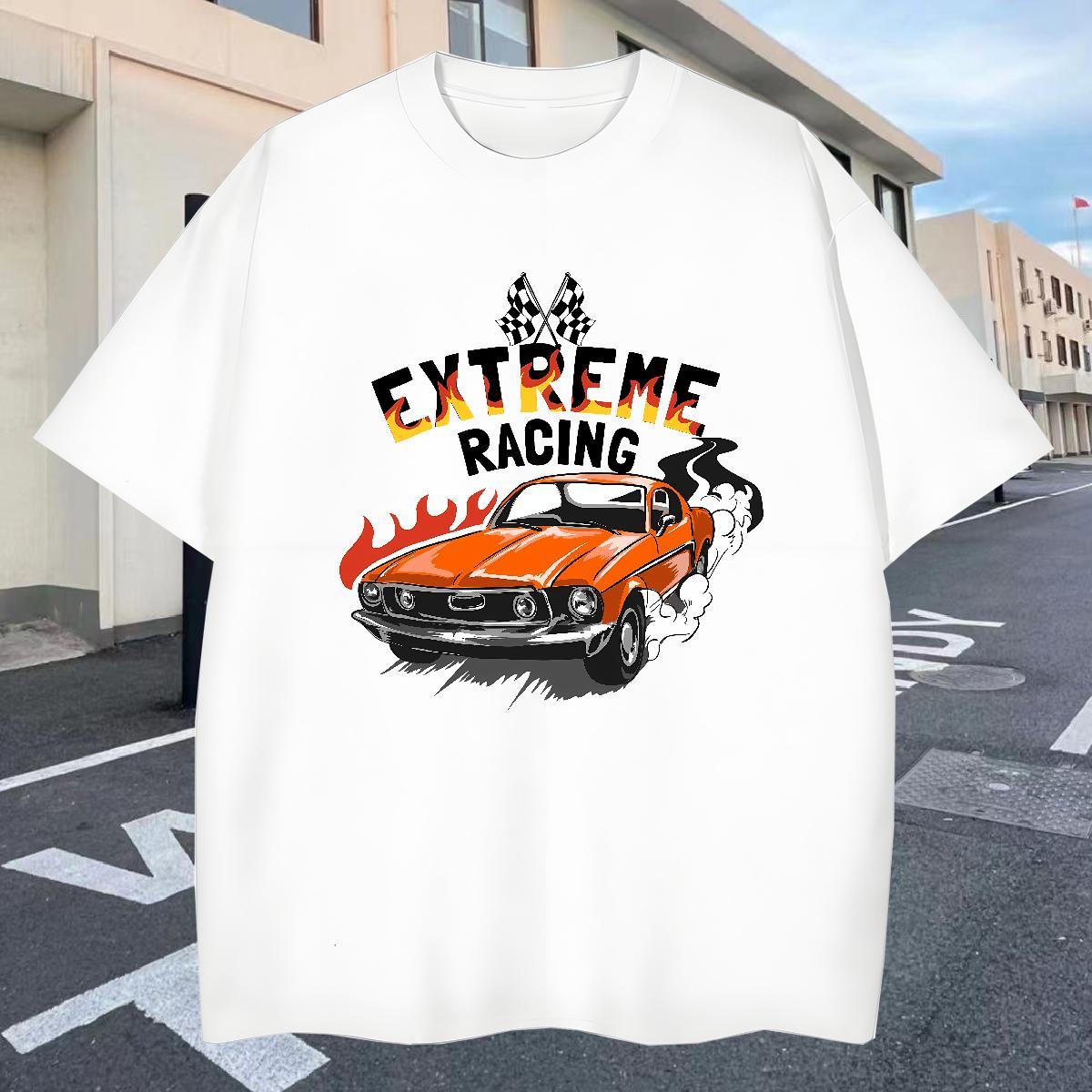 Cool Design Couples T Shirts Casual Beach 230g Cotton Oversized 3XL 4XL Breathable Crew Neck car T-Shirts for Men Wholesale Tee Shirt