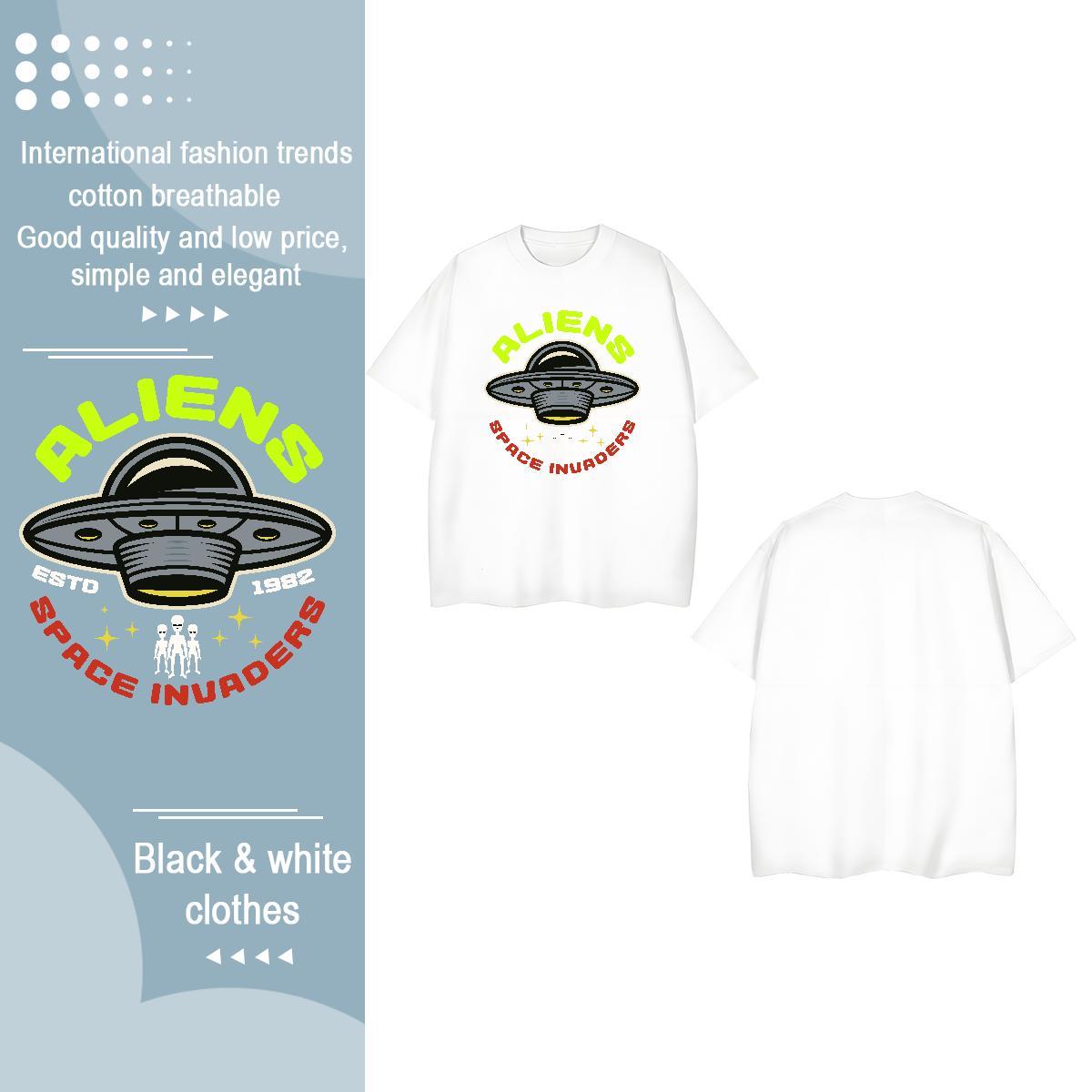 New Arrival Woman T Shirts Breathable 230g Pure Cotton Women Tshirts Customized Print UFO Hip Hop Street Popular Clothings