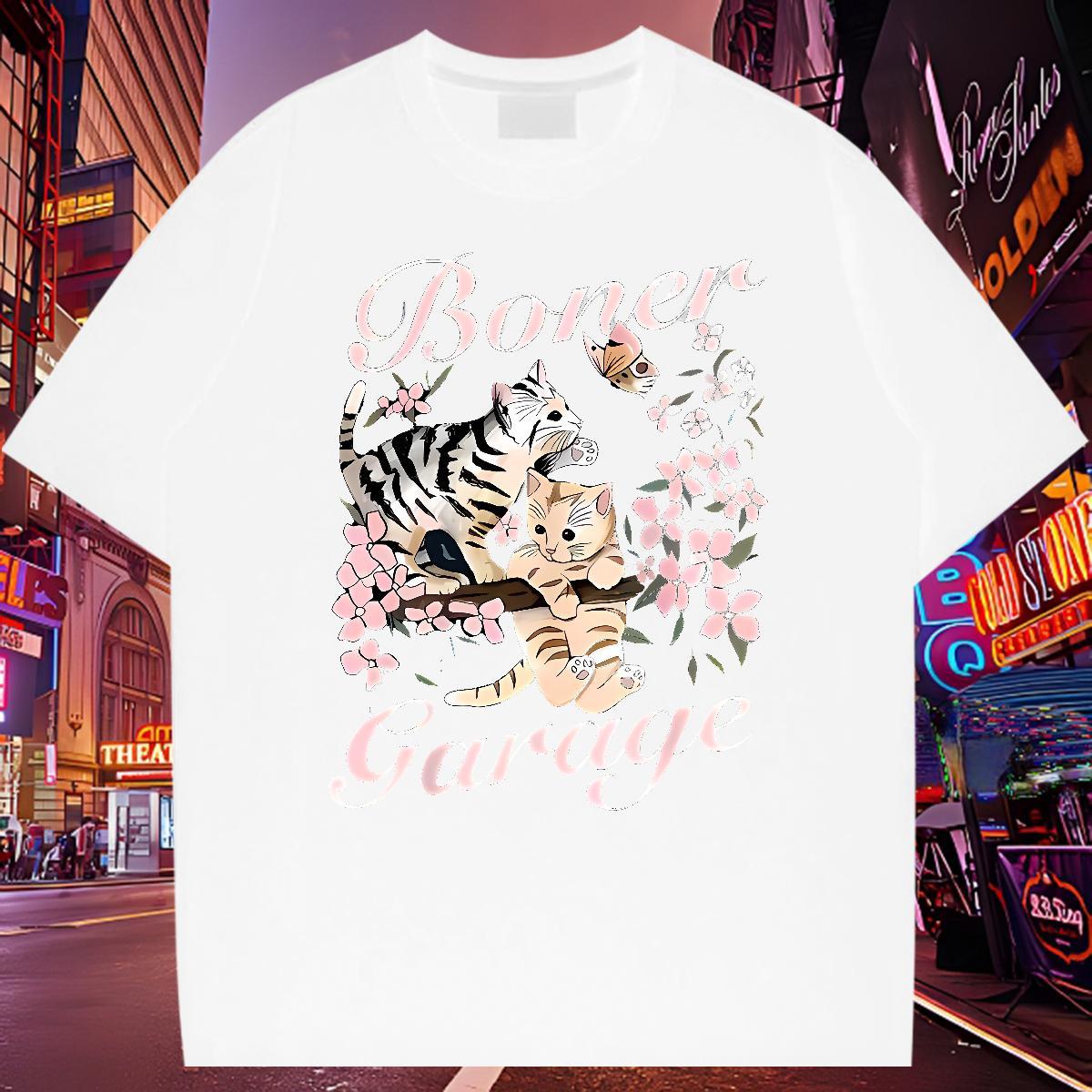 Cool T-Shirts for Men cat Breathable Soft Spring Summer Custom Big Size 230g 100% Cotton Men Tshirts 2024 Designer Tees