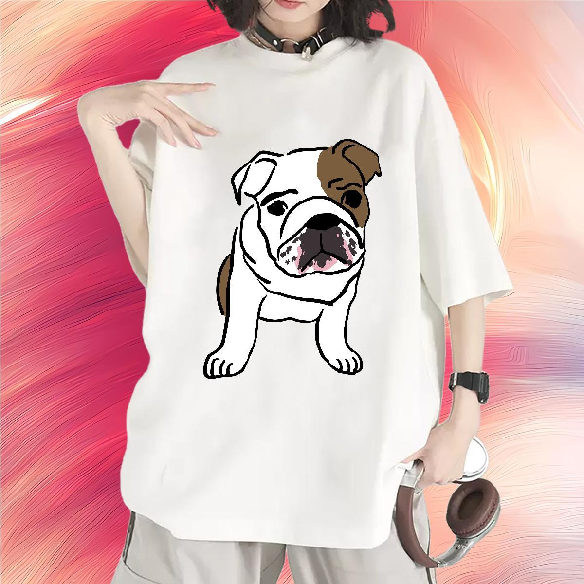 Fashion Casual Woman T Shirts Round Neck Short Sleeve 230g Cotton Tshirt for Man Woman DIY Logo Dog Hip Hop High quality Tops