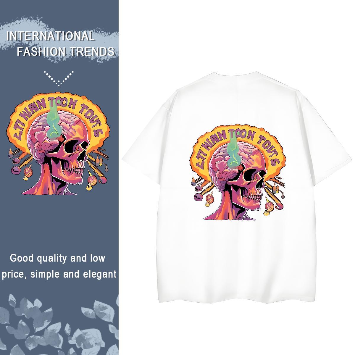 Fashion Casual Woman T Shirts 230g Cotton Short sleeve Soft Outdoor skull Woman Tshirt Nice Custom Print Plus Size Tshirts