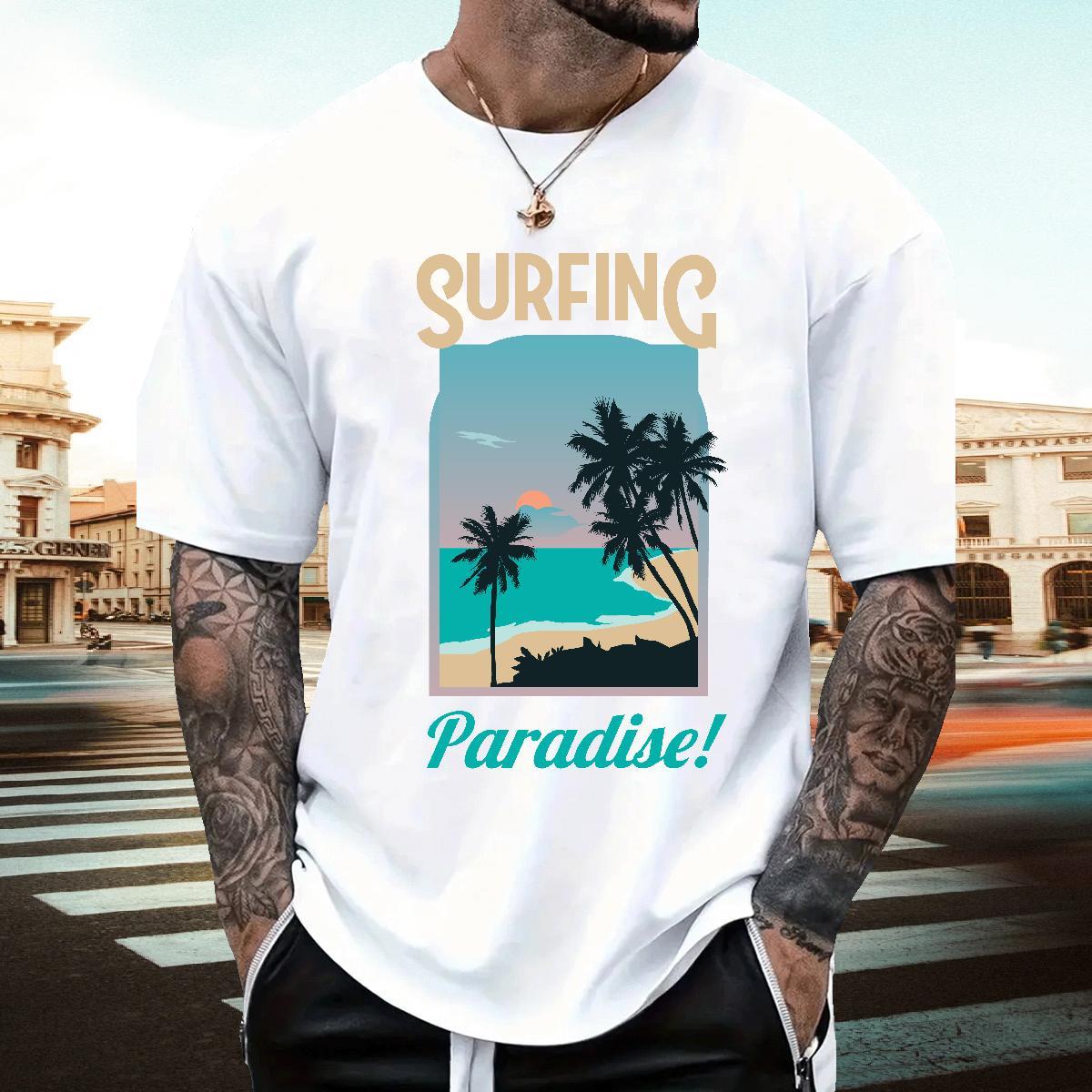 Classic Men Tees Beach 230g 100% Cotton Custom Anime Short Sleeve Soft skateboarding T shirt Fashion Design Tops Shirt