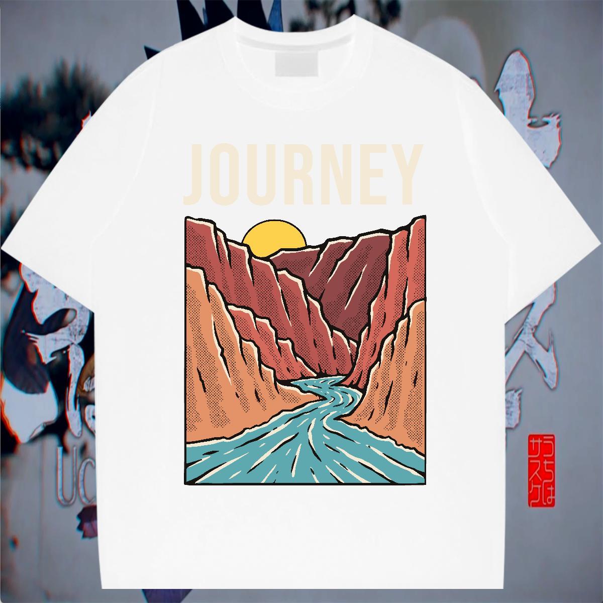 Comfortable Men Tshirts Summer Casual 100% Cotton 230g Floral Print Short Sleeve O-Neck mountains Man T Shirts DIY Customized Tees Shirts