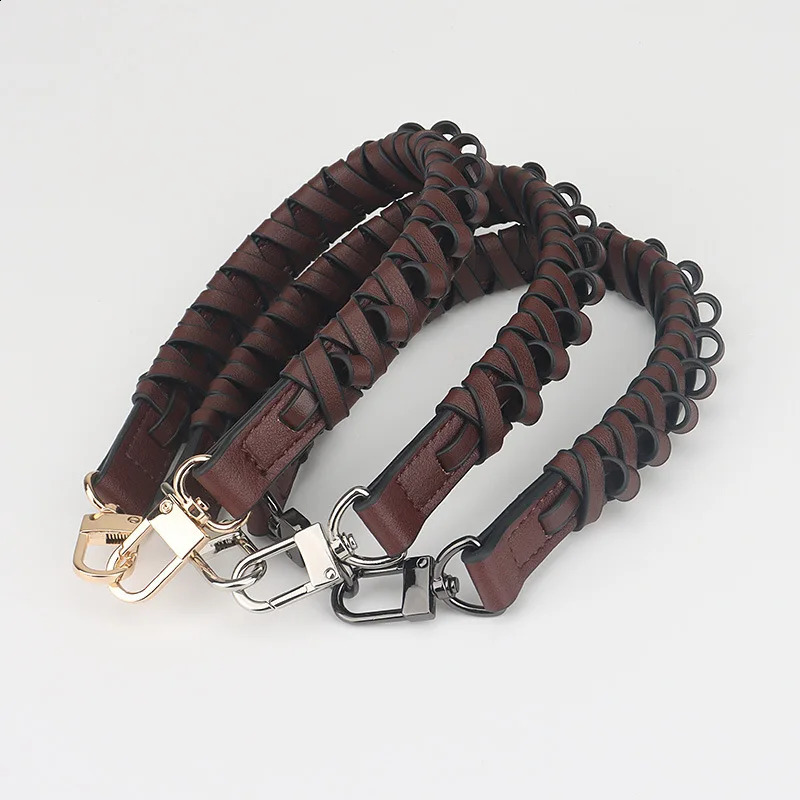 44cm Short Genuine Leather bag Strap 2.4cm Wide Woven Tote Handle Cowskin for Handbag Bag Parts Accessories 240821