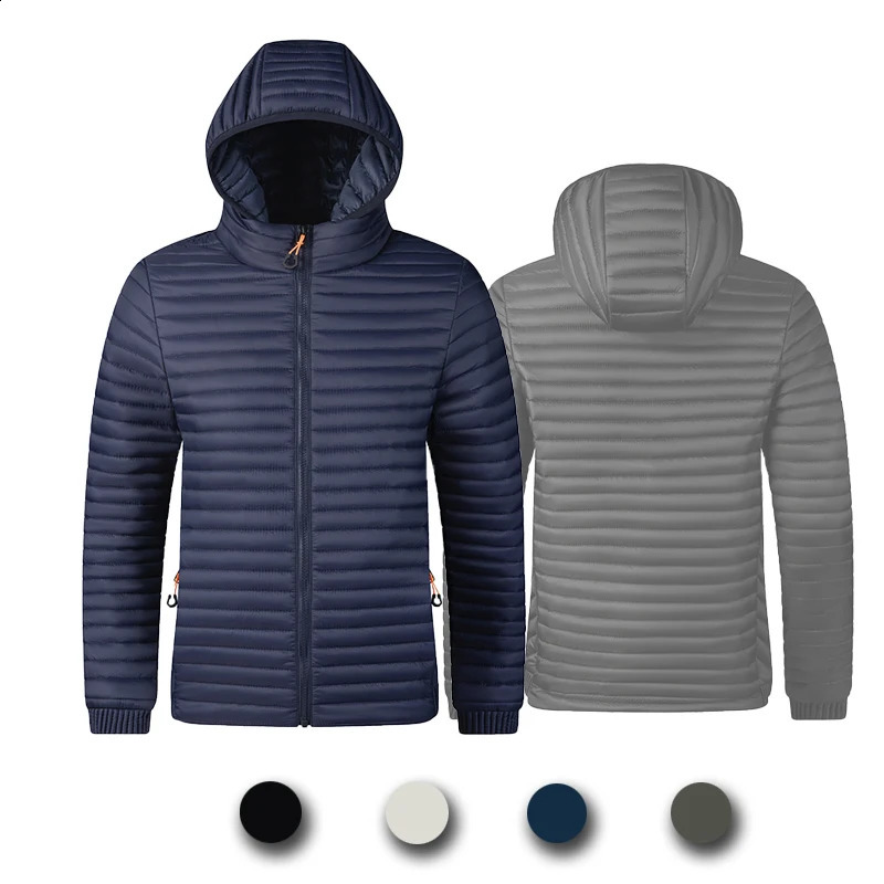 Mens winter warm Parkas jacket mens hooded casual detachable hat set 240822