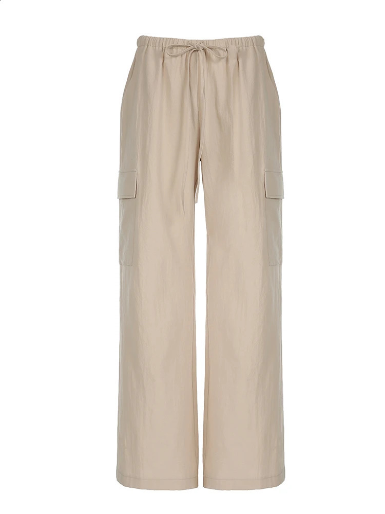 Cuteandpsycho Streetwear Joggers Chic Cargo Pants Drawstring Solid Fashion Wide Leg Trousers Casual Basic Y2K Womens Bottoms 240821