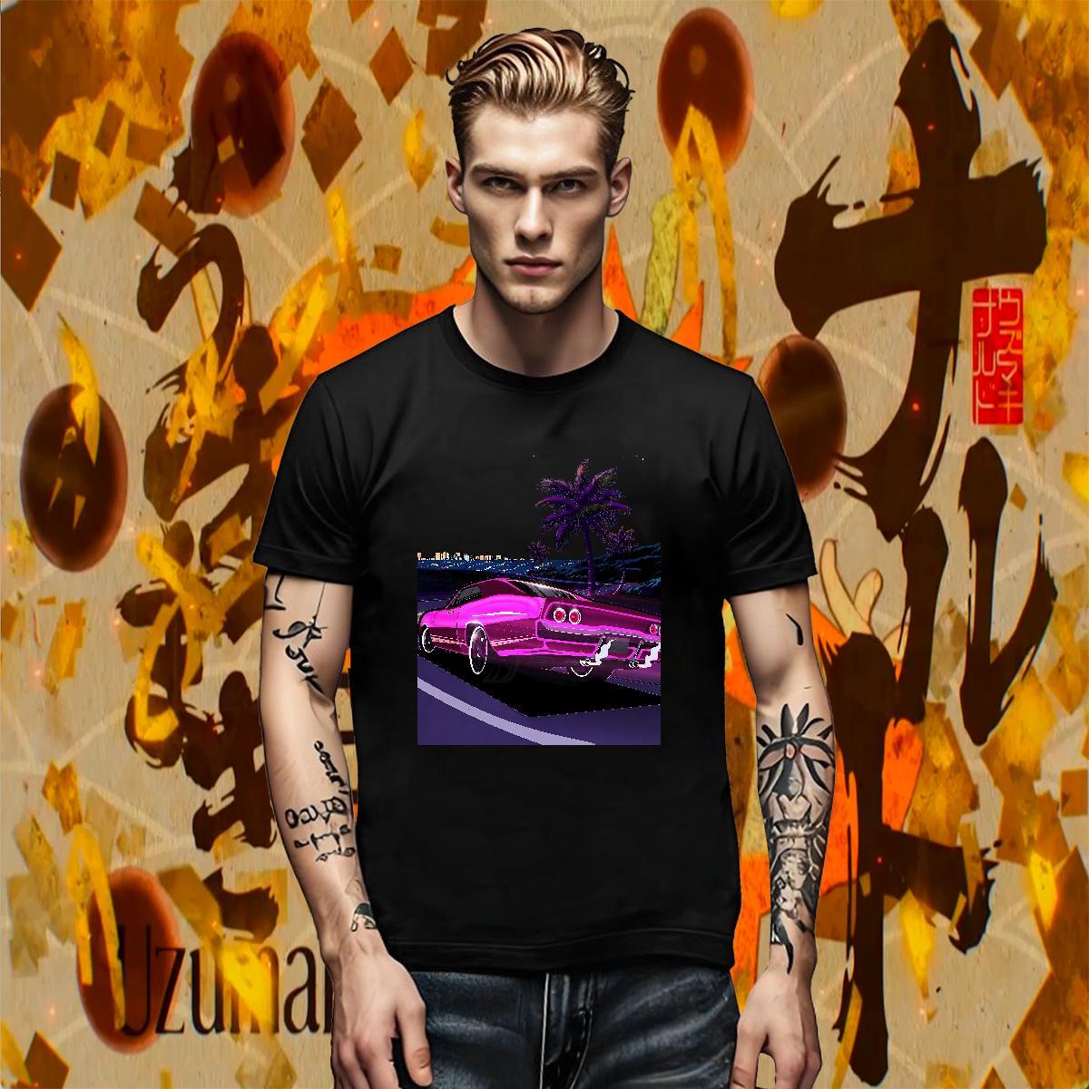 Cool Couples T Shirts Hip Hop Street 230g Pure Cotton Custom Printing Breathable car Man T Shirts Brand Tees