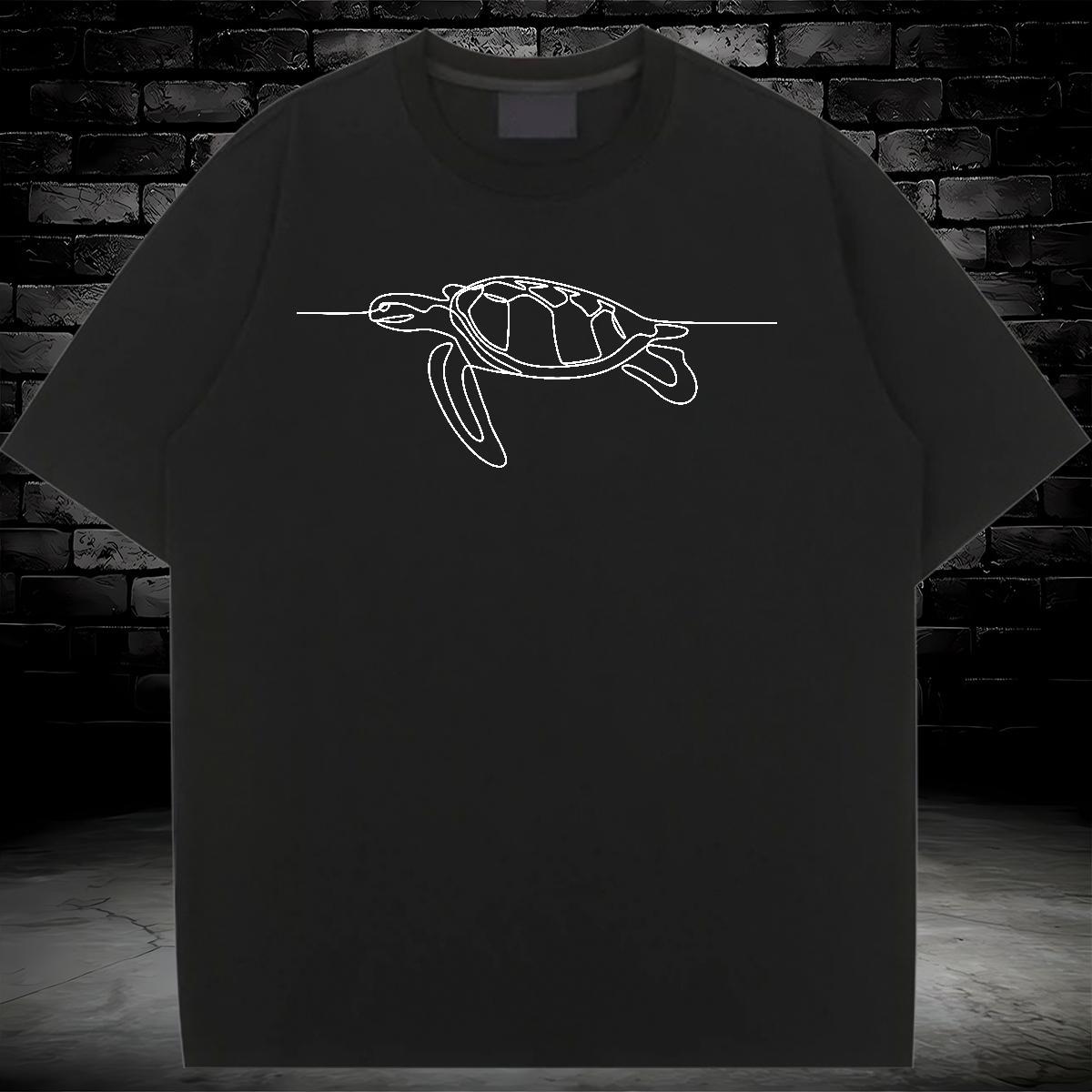 Fashion Casual T shirt Crew Neck Breathable 230g 100% Cotton Women Tshirts Plus Size Cartoon tortoise Sport Soft Clothes Shirt