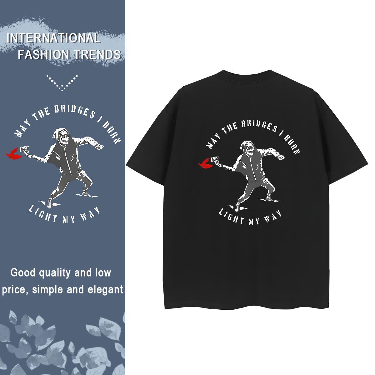 2024 DIY Women T Shirts 230g 100% Cotton Crew Neck Street Wear skull Tshirt for Man Woman High quality Skull Top Tees