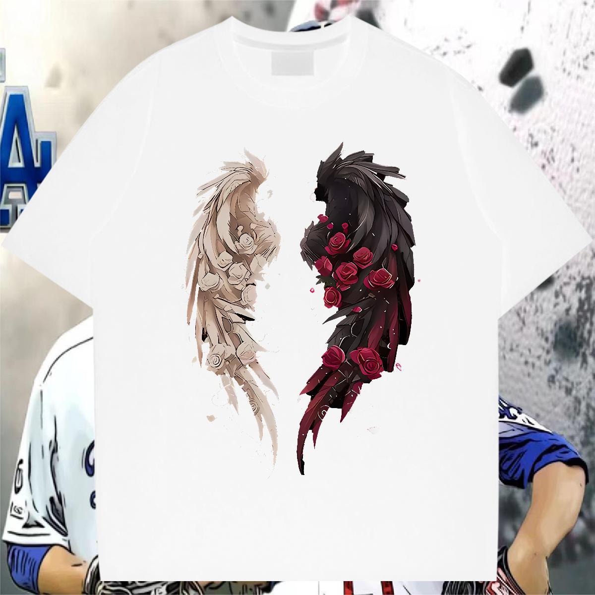 2024 DIY Men Tops Tees 230g Cotton Street wing Breathable Crew Neck Mens T Shirts TOP Quality Anime Clothes