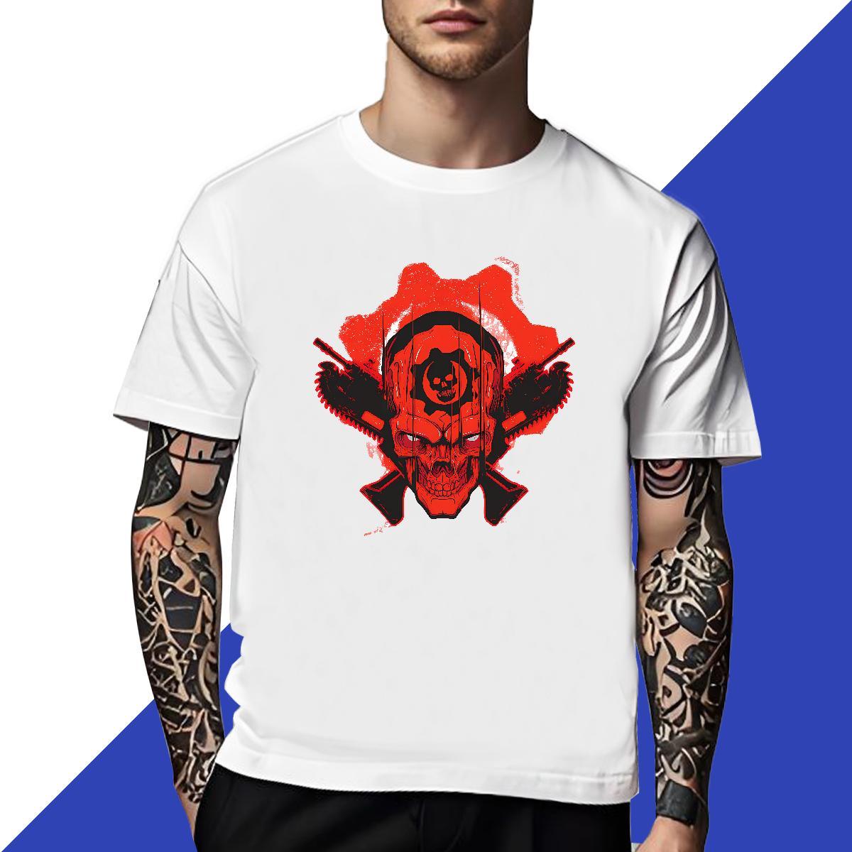 2024 Summer Men Tshirts 100% Cotton 230g Home Outdoor skull Round Neck Short Sleeve T-Shirts Brand Custom Big Size Tees Shirts