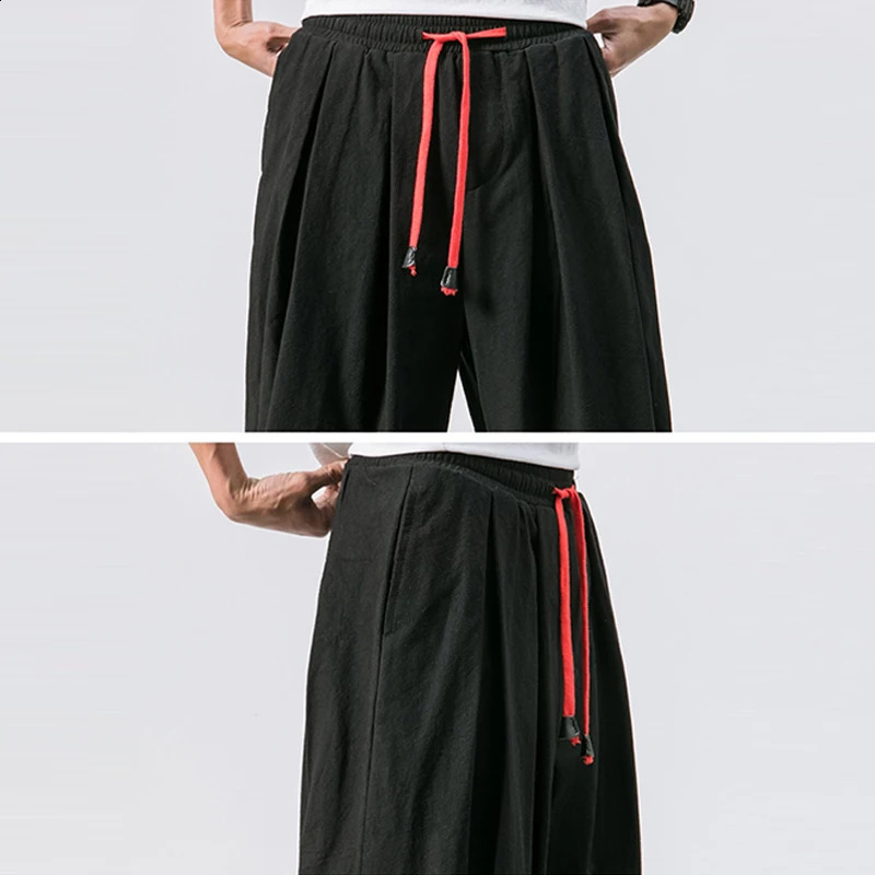 Mens Casual Harem Pants Hip Hop Elastic Waist Streetwear Joggers Bottoms Sweatpant Drawstring Baggy Wide Leg Trousers Daily Wear 240822
