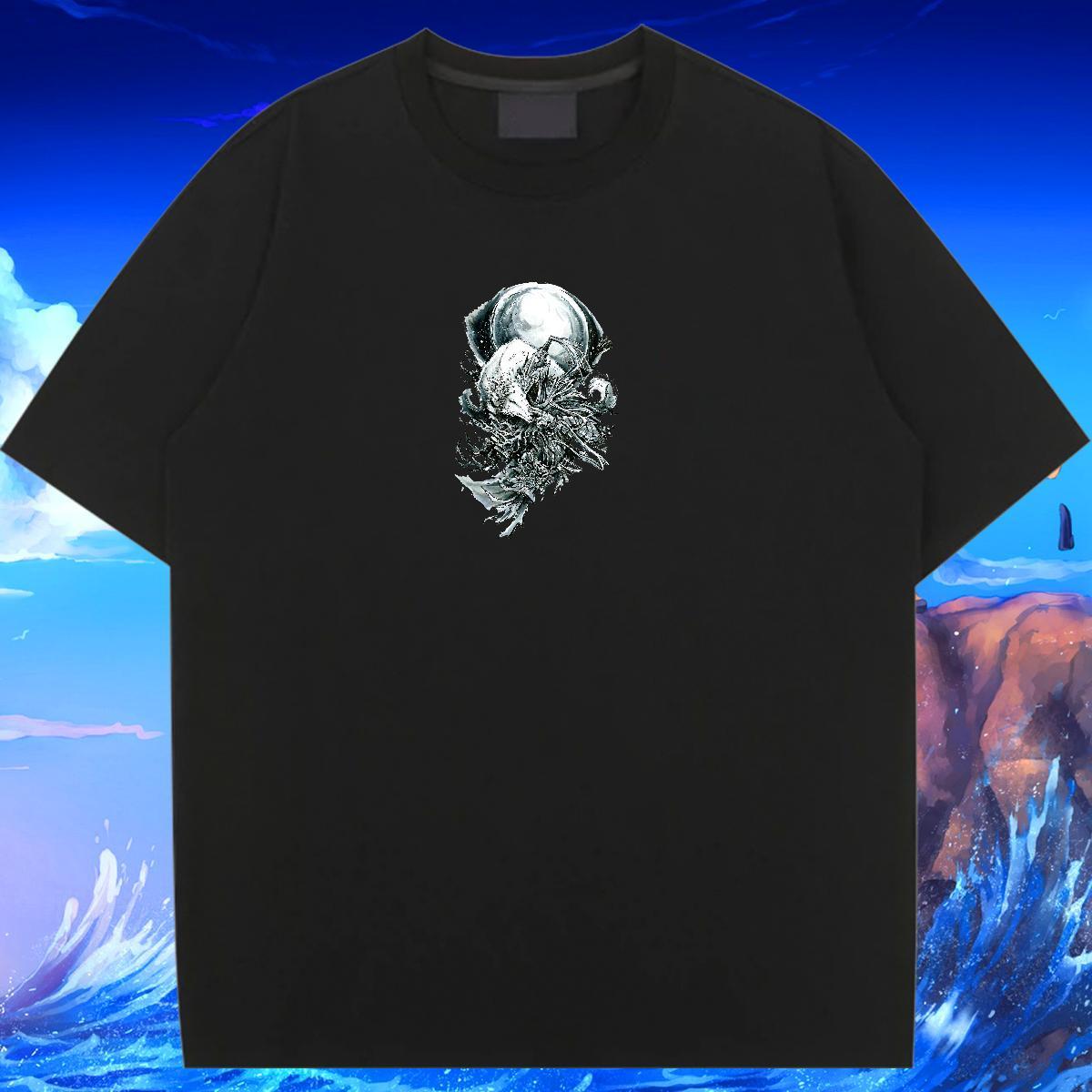 DIY T-Shirts O Neck Short Sleeves 230g Cotton Womens Tshirts Anime Oversized wolf Street Wear 5A Tees