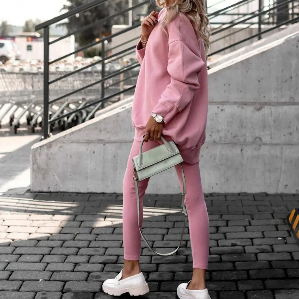 Elegant Tracksuit Women Suits Casual O-neck Long Sleeve Pullover Pants Sets Women Fashion Solid Two Piece Outfits chandals mujer 240810