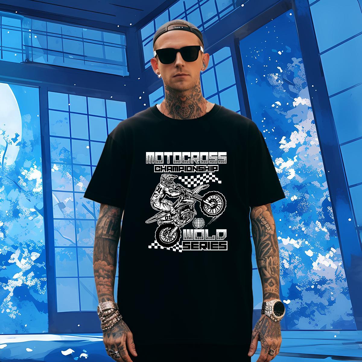 Loose motorbike T-Shirts Street wear Hip Hop Tshirts 230g Pure Cotton Designer Breathable Soft Black Oversized Tops Shirt