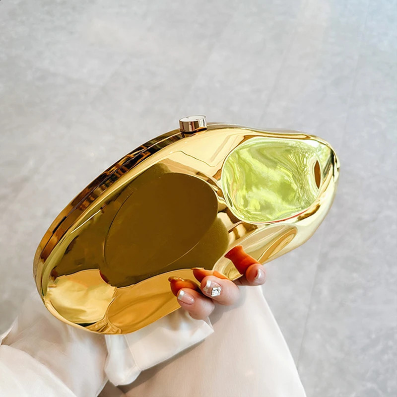 Fashion Acrylic Box Clutch Bag for Women Egg Shell Shoulder Crossbody Bags Gold Silver Irregular Evening Party Purses 240821ZYl