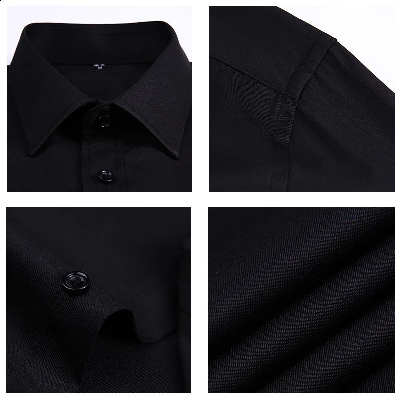 Mens Long Sleeve Regular Fit Business Casual White Dress Shirts 240822