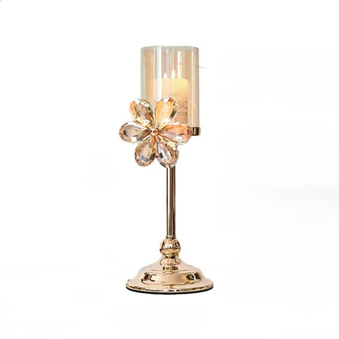 European y Crystal Petal Glass Candlestick Romantic Candlelight Dinner Home Decor Table Decor Home Decor 240821