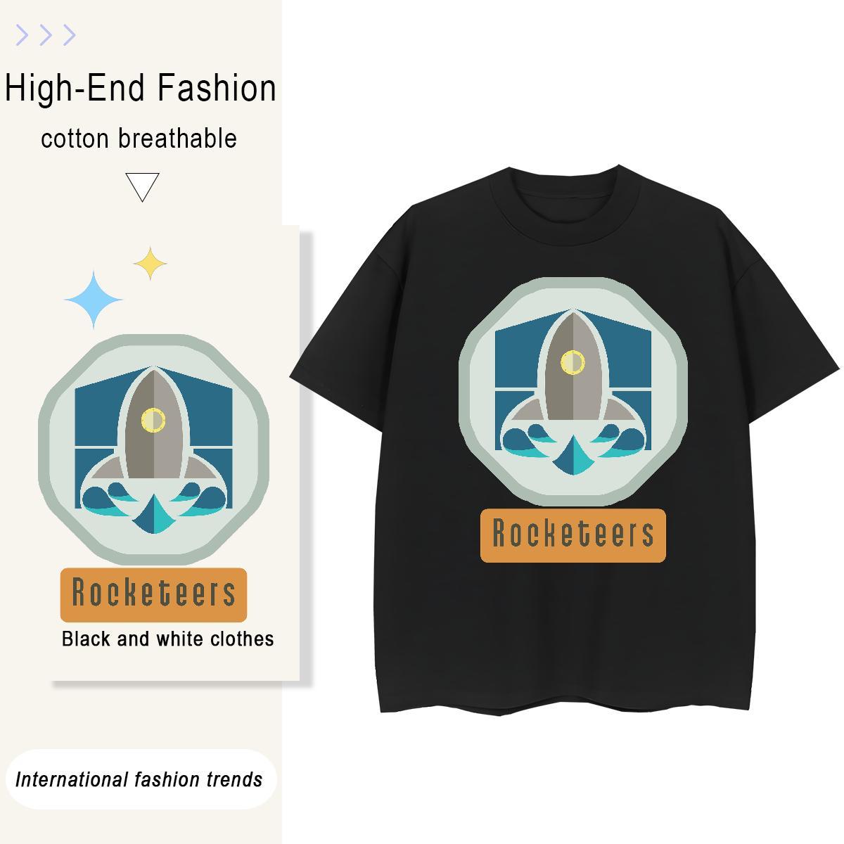 Female Couples T Shirts 230g 100% Cotton rocket Spring Summer Women T Shirts Breathable Crew Neck White Plus Size Clothes Shirt