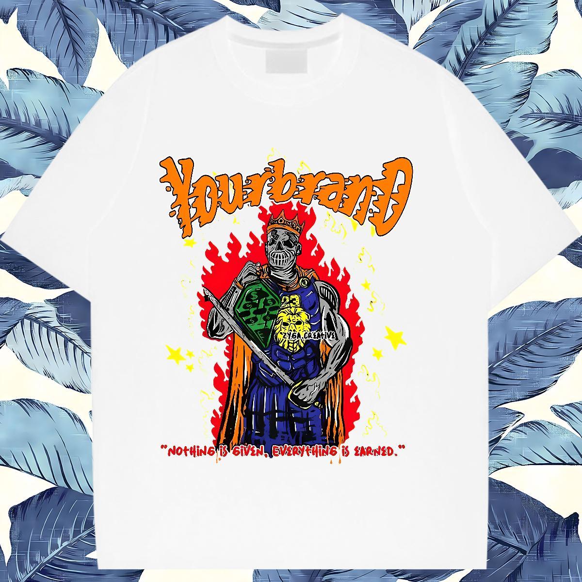 Popular Couples T Shirts 230g Pure Cotton cartoon Daily Outfit T Shirts Women Breathable Crew Neck Skull Tee Shirt