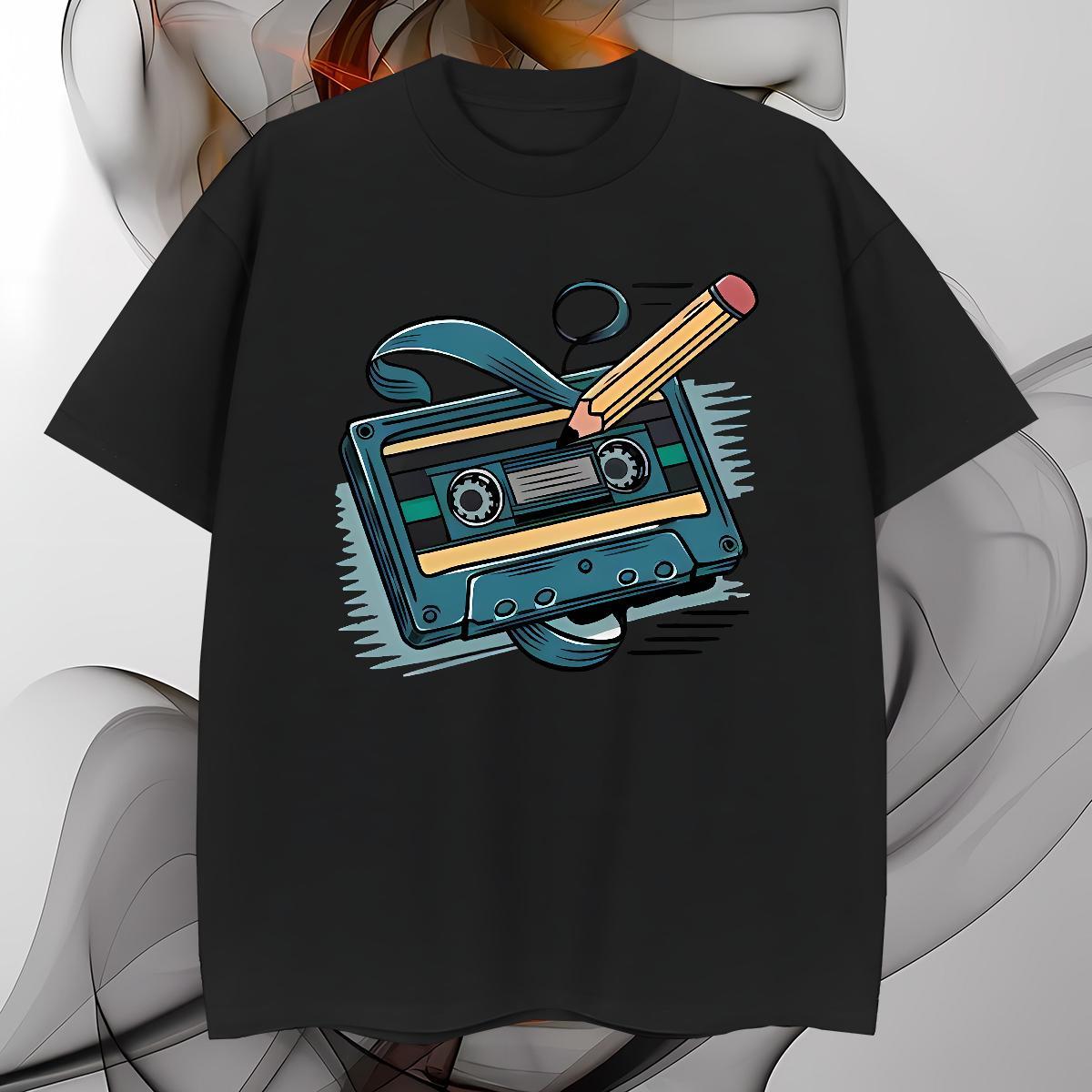 Comfortable radio Man T Shirts Street Men Tees 230g Cotton Custom Breathable Short Sleeve Cartoon Printing L-4XL Tees Shirts