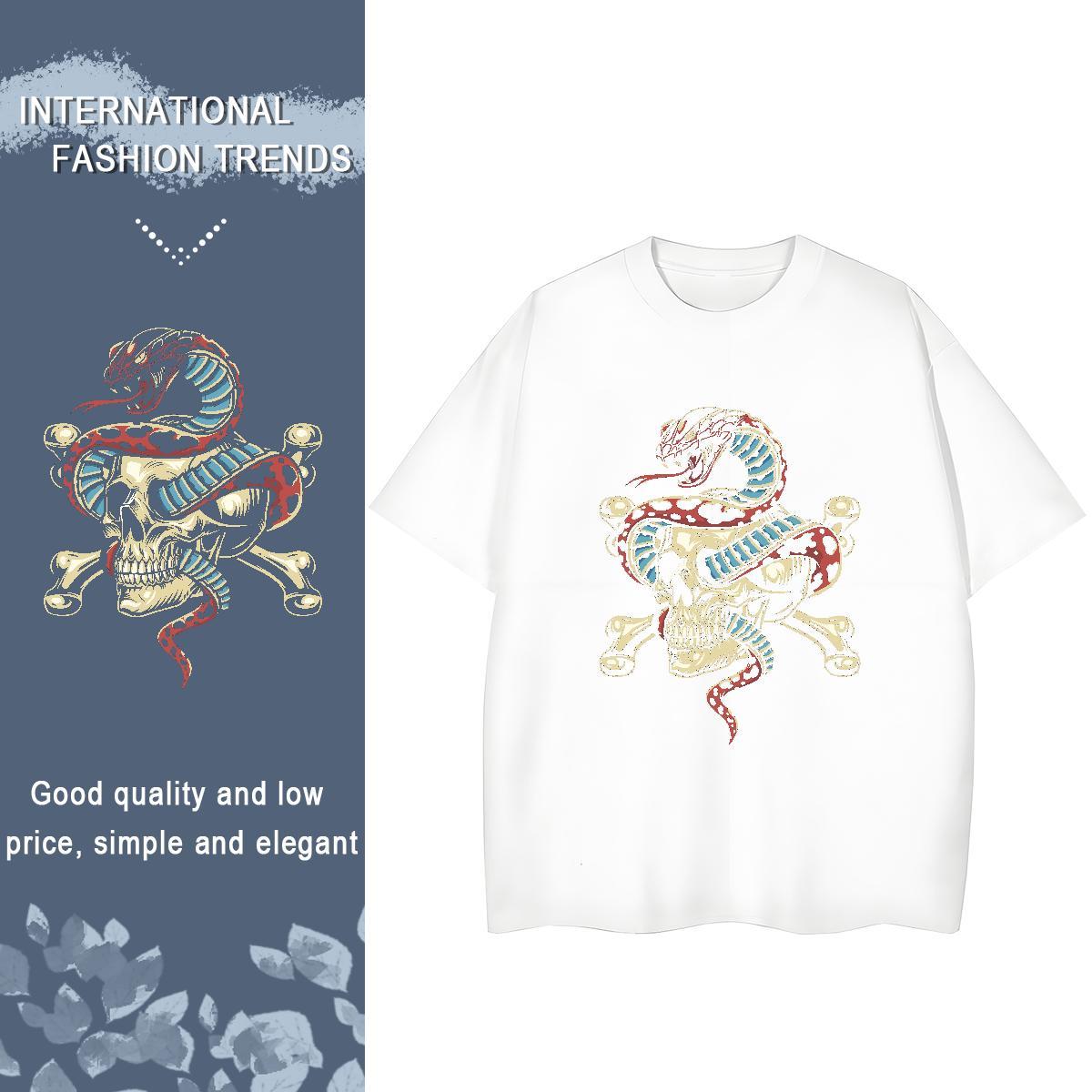 2024 Designer T-Shirts 230g 100% Cotton O-Neck Short Sleeve Hip Hop skull Couples T Shirts 5A Anime Oversized Tops Tees