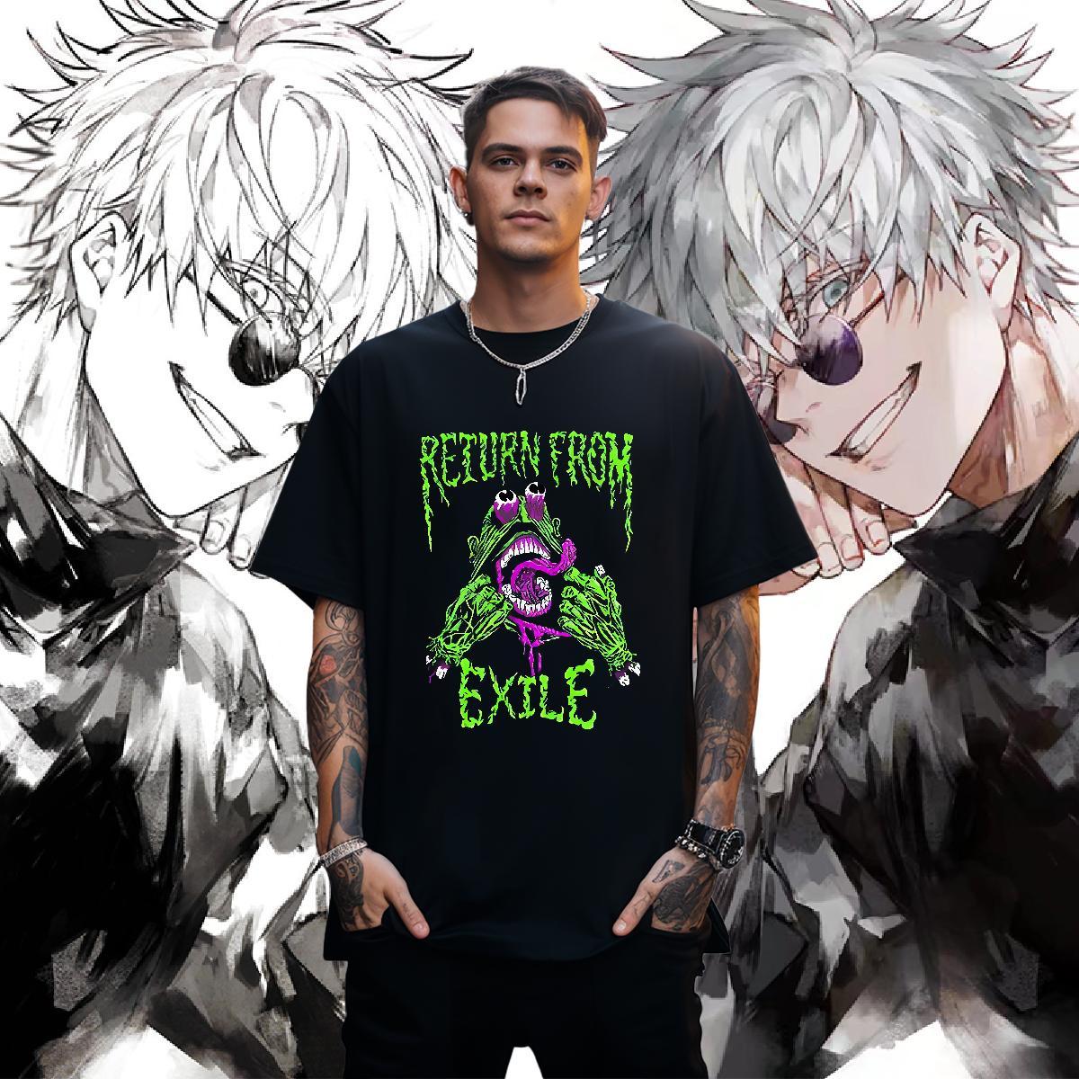 New exile Mens Tshirts 230g Cotton T-Shirts for Men Anime Print Street wear Hip Hop Breathable Soft TOP Quality Tops Shirt