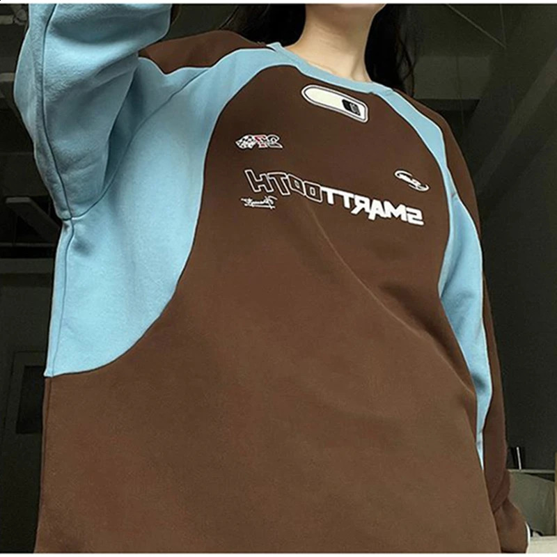 Y2K Stitch Hoodies Women Men Korean Fashion O Neck Loose Long Sleeve Top Pullover Harajuku Streetwear Vintage Couple Sweatshirt 240812