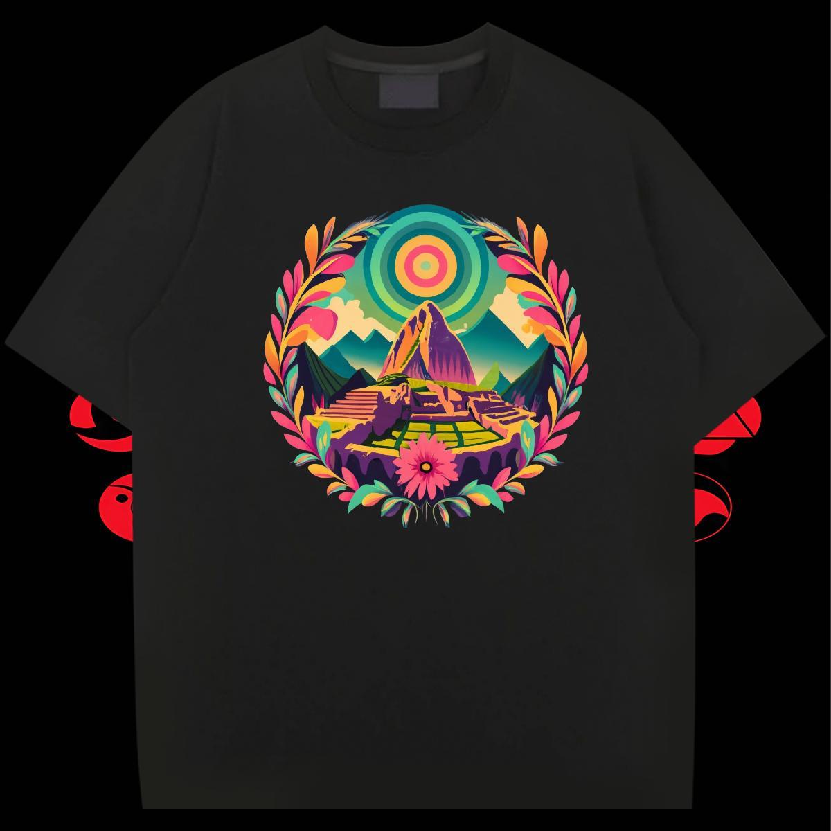 Cool Men Tops Tees Casual 230g Cotton DIY Printed O Neck Short Sleeves mountains T-Shirts for Men Wholesale Tops Shirt