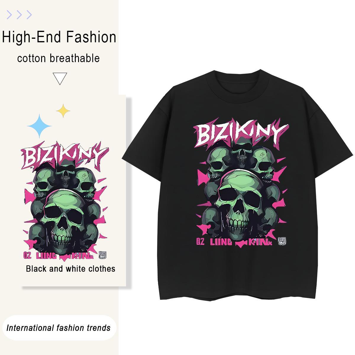 Designer T-Shirts for Women 230g Pure Cotton Breathable Short Sleeve Sport skull Couples T Shirts Comfortable DIY Anime Printed Clothes
