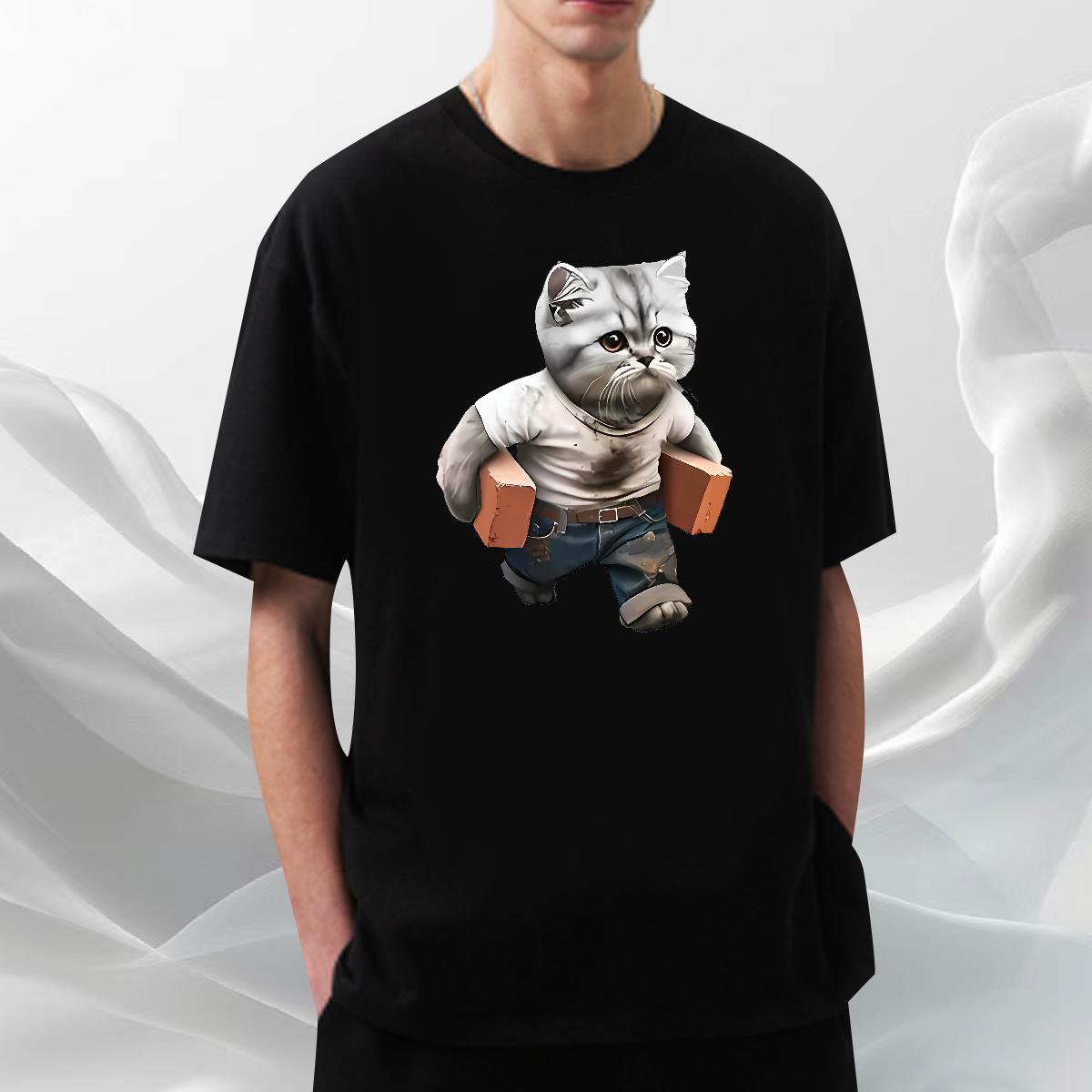 Comfortable Men Tops Tees Daily Wear 230g 100% Cotton Custom Printing Breathable Crew Neck cat Men T Shirts New Designer Clothings