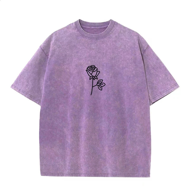 230G cotton Tshirt retro short sleeved rose Y2K American mens summer hiphop Harajuku 240822