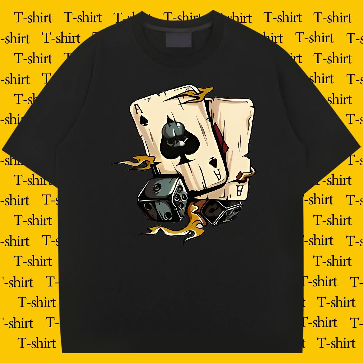 Custom playing card Tshirt for Man Woman 230g Cotton Man T Shirts Black White Street Wear Breathable Soft TOP Quality Tops Shirt