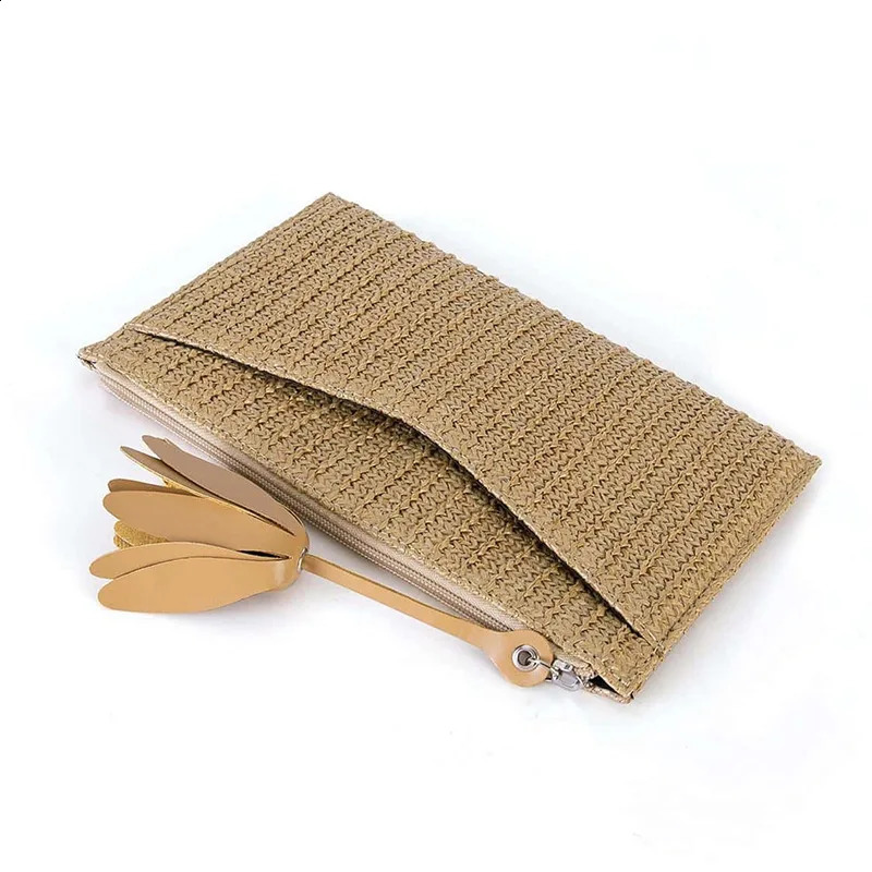 Casual Straw Clutch Bag for Women Bohemian Tassel Envenlope Paper Weave Summer Beach Small Female Purses Party 2024 240821