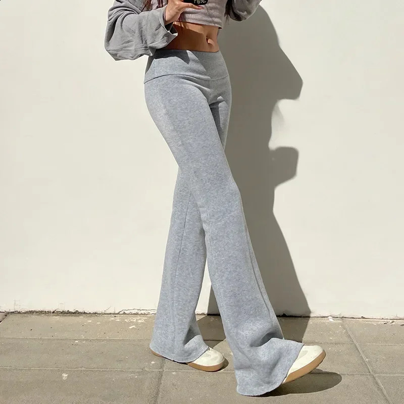 Casual Sexy Basic Solid Flare Pants Y2K Slim Low-Waisted Boot Cut Pants Women Autumn Spring Fashion Streetwear Lady 240821