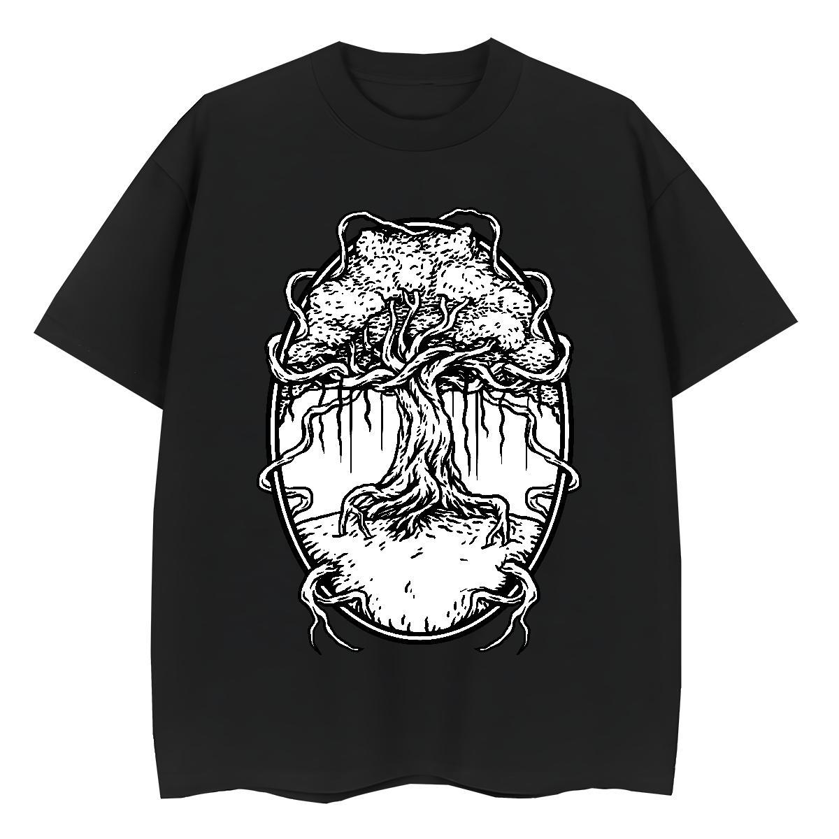 Casual New T Shirts Women Crew Neck Breathable 100% Cotton 230g Women Tees Custom Print Oversized tree High Street Hip Hop High quality Clothes