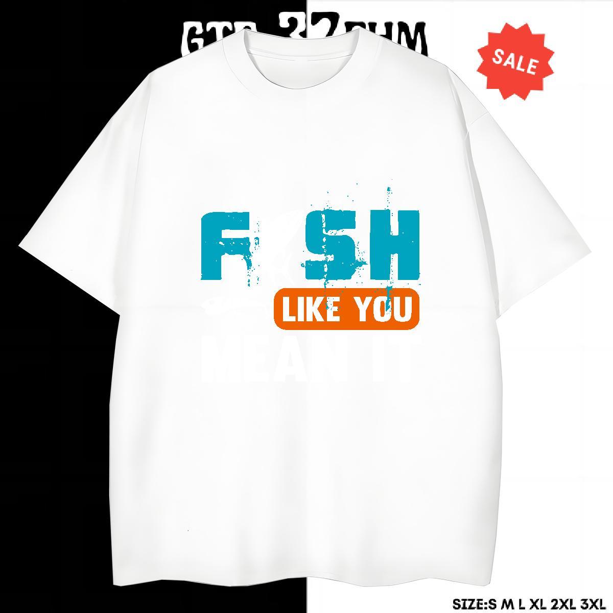 Soft Men Clothes T-Shirt Casual Daily Wear 230g Cotton Black Oversized Breathable Short Sleeve fish Man T Shirts Wholesale Top Tees