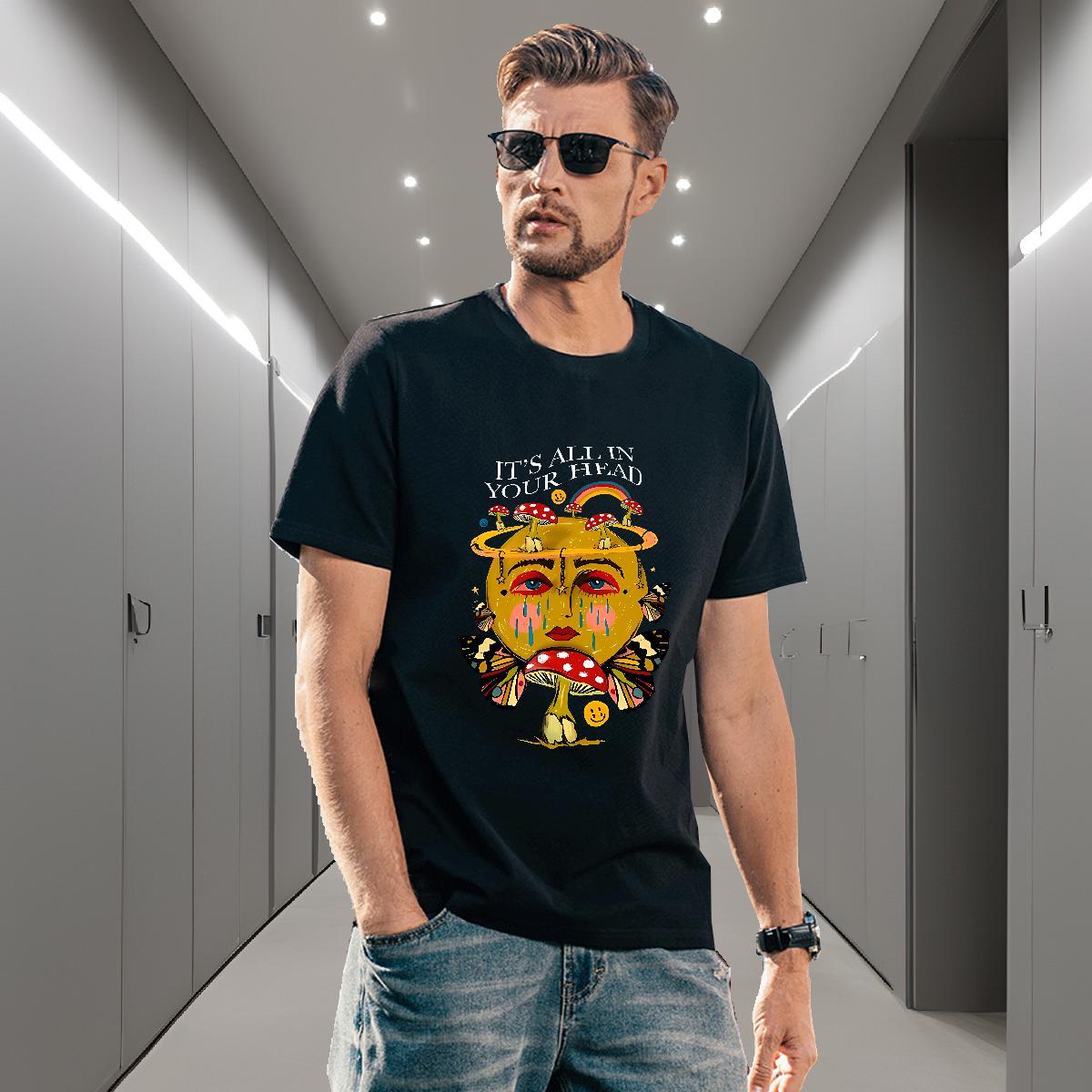 Brand Couples T Shirts 230g 100% Cotton Street Wear rainbow Breathable Short Sleeve T-Shirts for Men Popular DIY Anime Tee Shirt