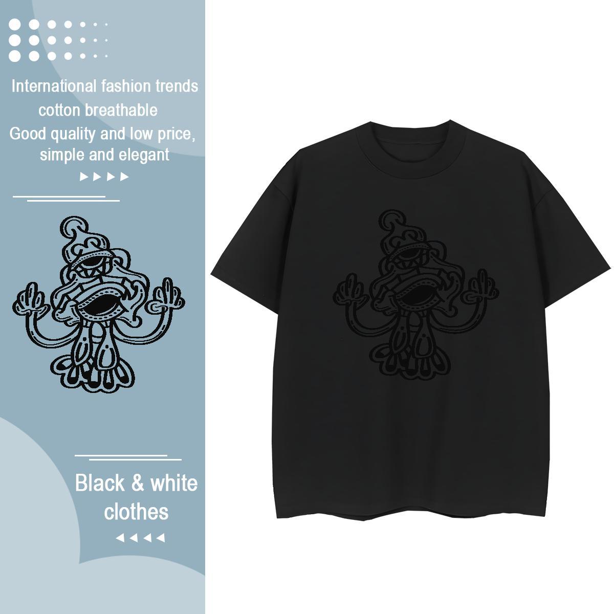 New Arrival T shirt Breathable 230g 100% Cotton Couples T Shirts Plus Size Cartoon ET Sport High quality Clothes Shirt