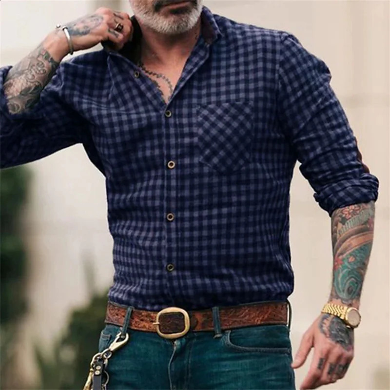 Mens button-up shirt casual business spring and summer large size long-sleeved striped print work daily vacation shirt 240822