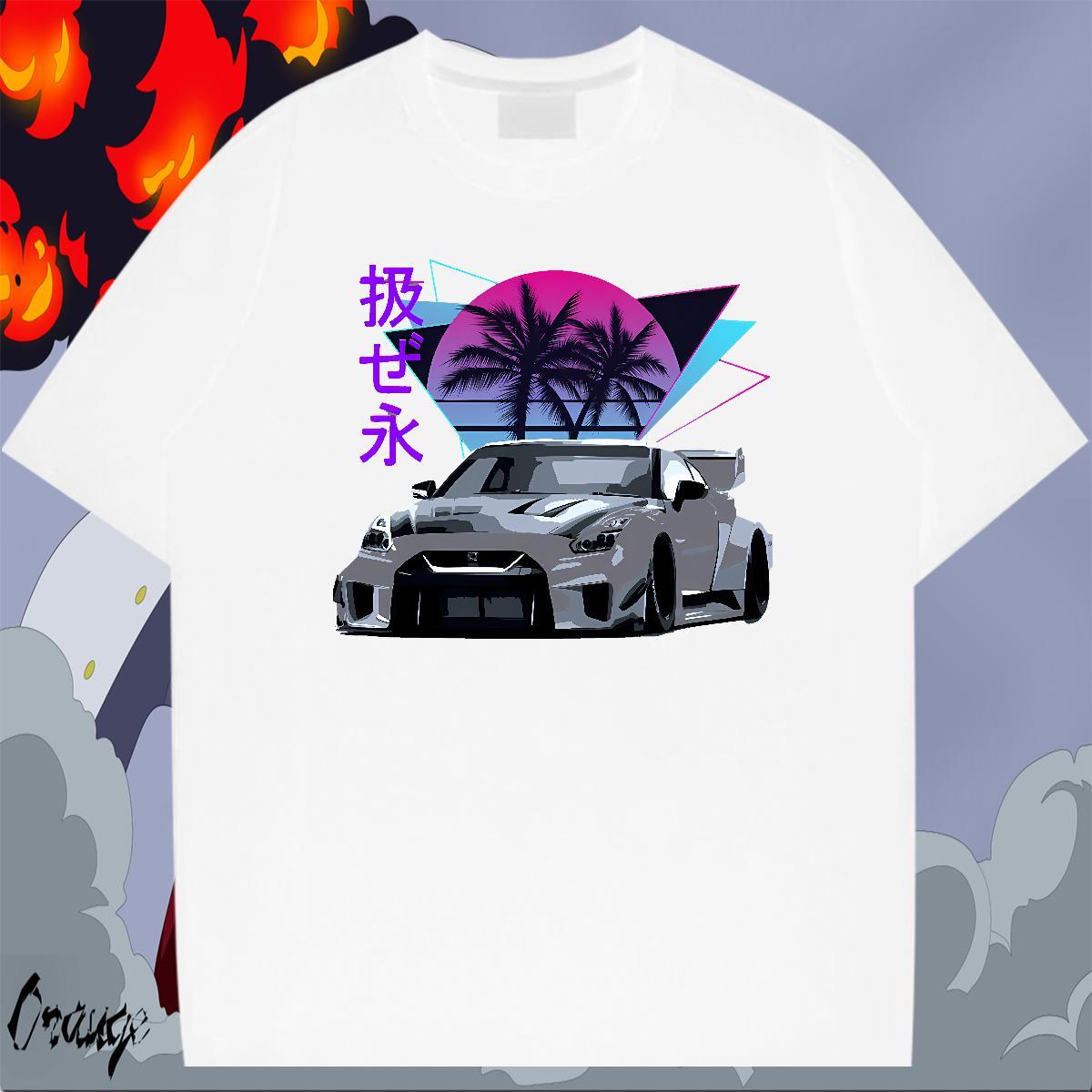 Comfortable Tshirts Summer Casual 230g Pure Cotton Floral Print Crew Neck Breathable car Mens T Shirts 2024 New Top Tees