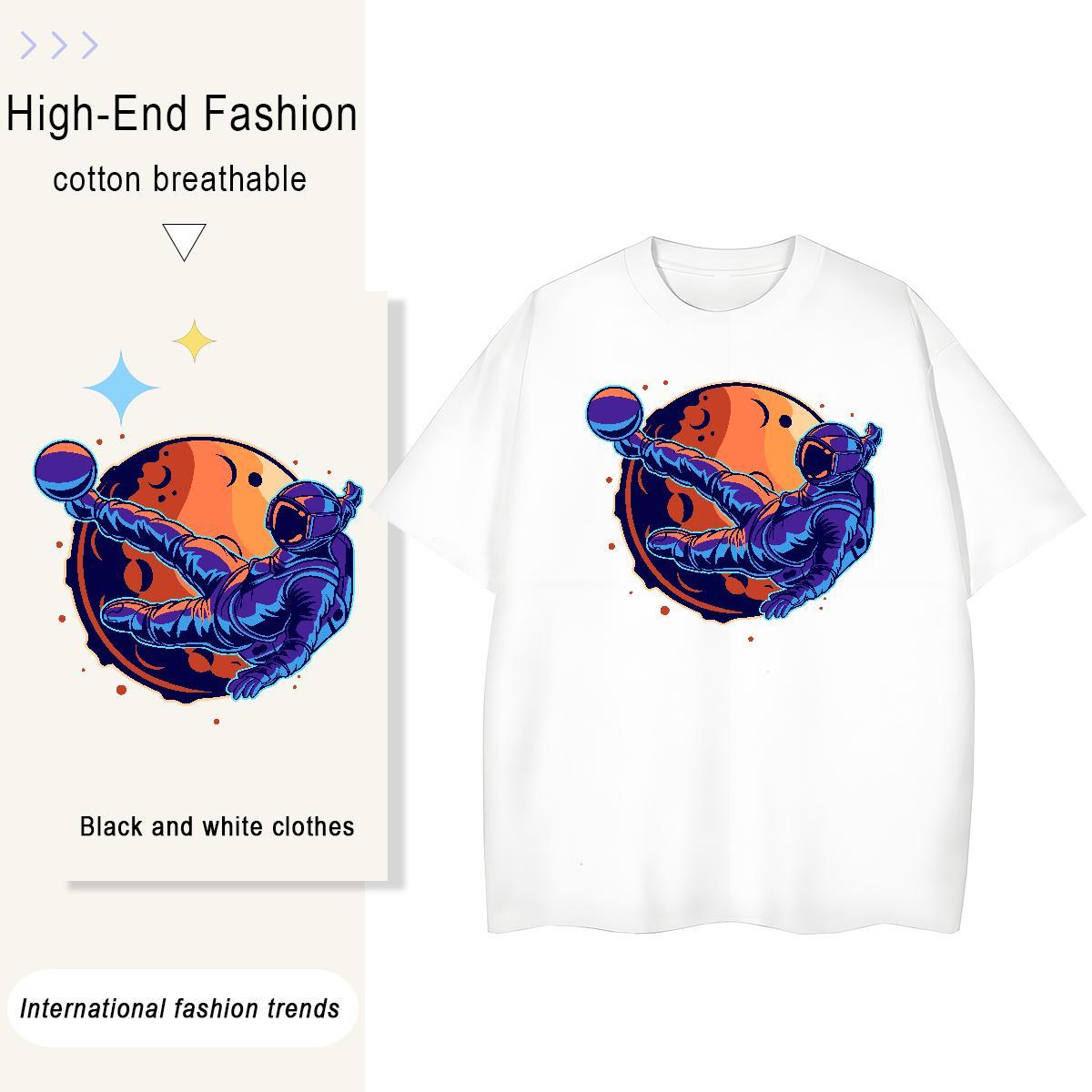 High quality Women Tees 230g Cotton cosmonaut Hip Hop T-Shirts for Women Breathable Short Sleeve Custom Printed Tops