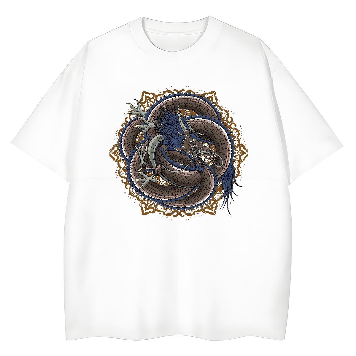 2024 Casual T shirt 230g Cotton Breathable Short Sleeve Street Casual dragon Lady T shirt Unisex Custom Printed Tops