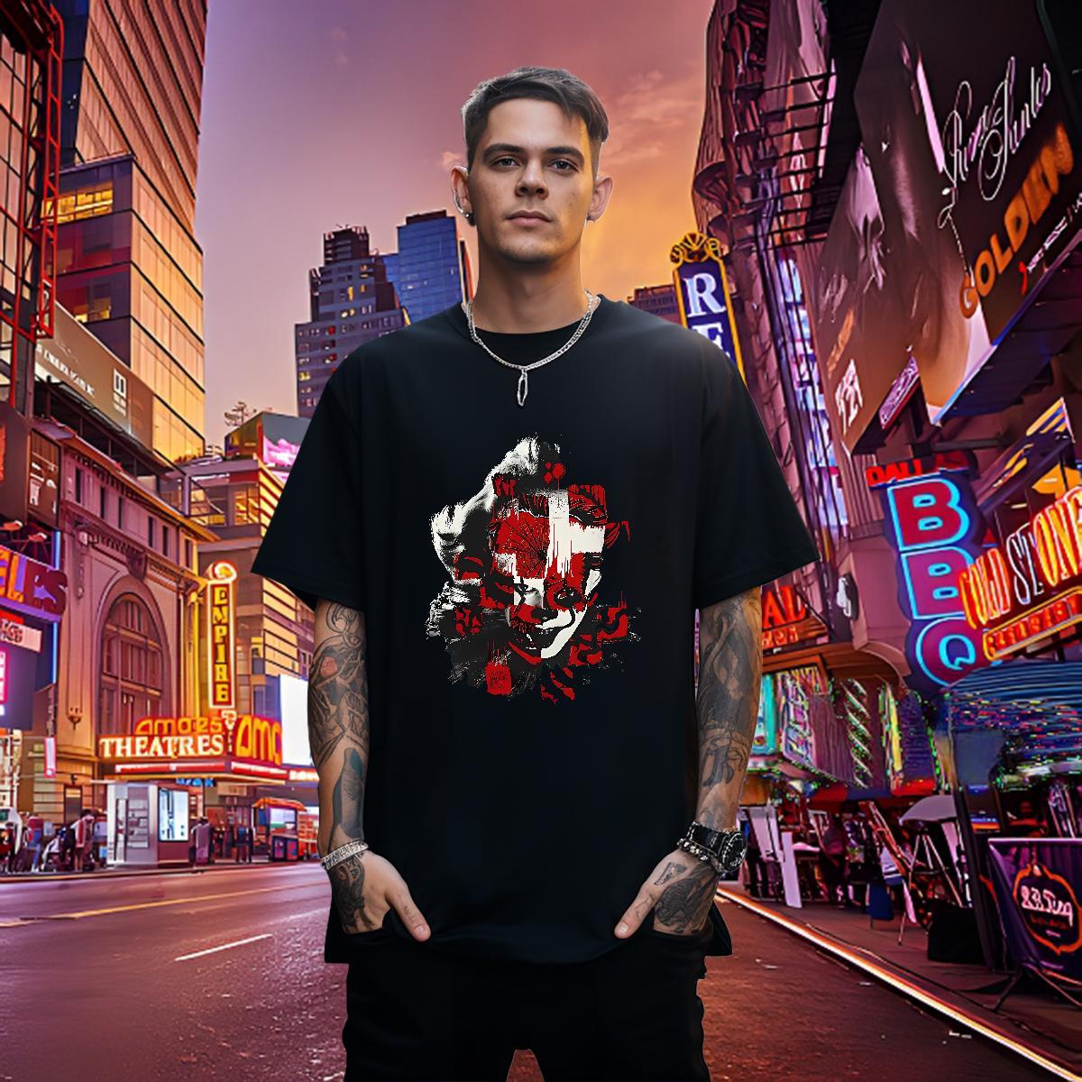 Fashion Men Clothes T-Shirt 230g Pure Cotton Street Wear scary Breathable T-Shirts Designer Graphic Tees Shirts