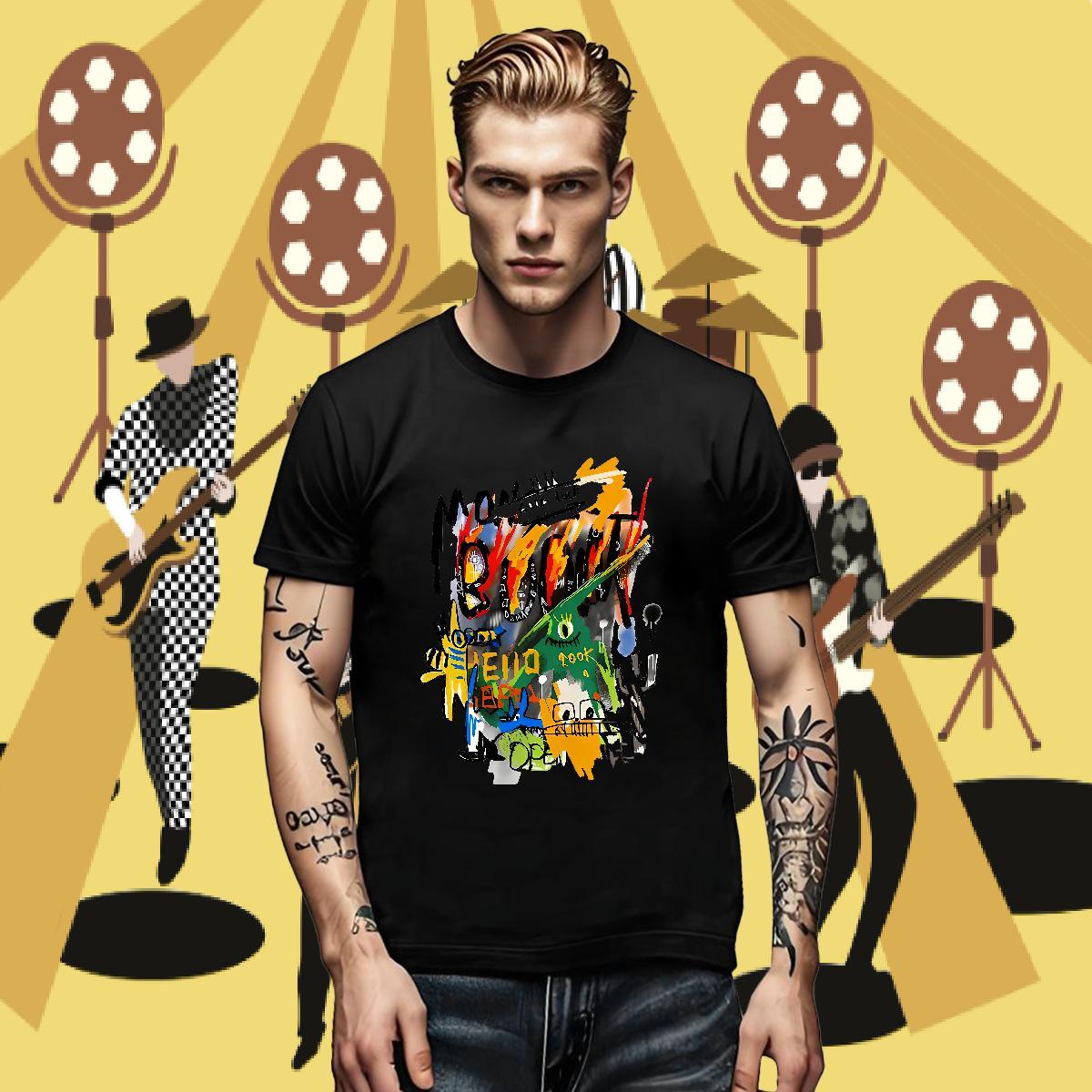 Designer graffiti Men Clothes T-Shirt 230g Pure Cotton T-Shirts for Men Custom Anime Spring Summer Breathable Soft Brand Tops