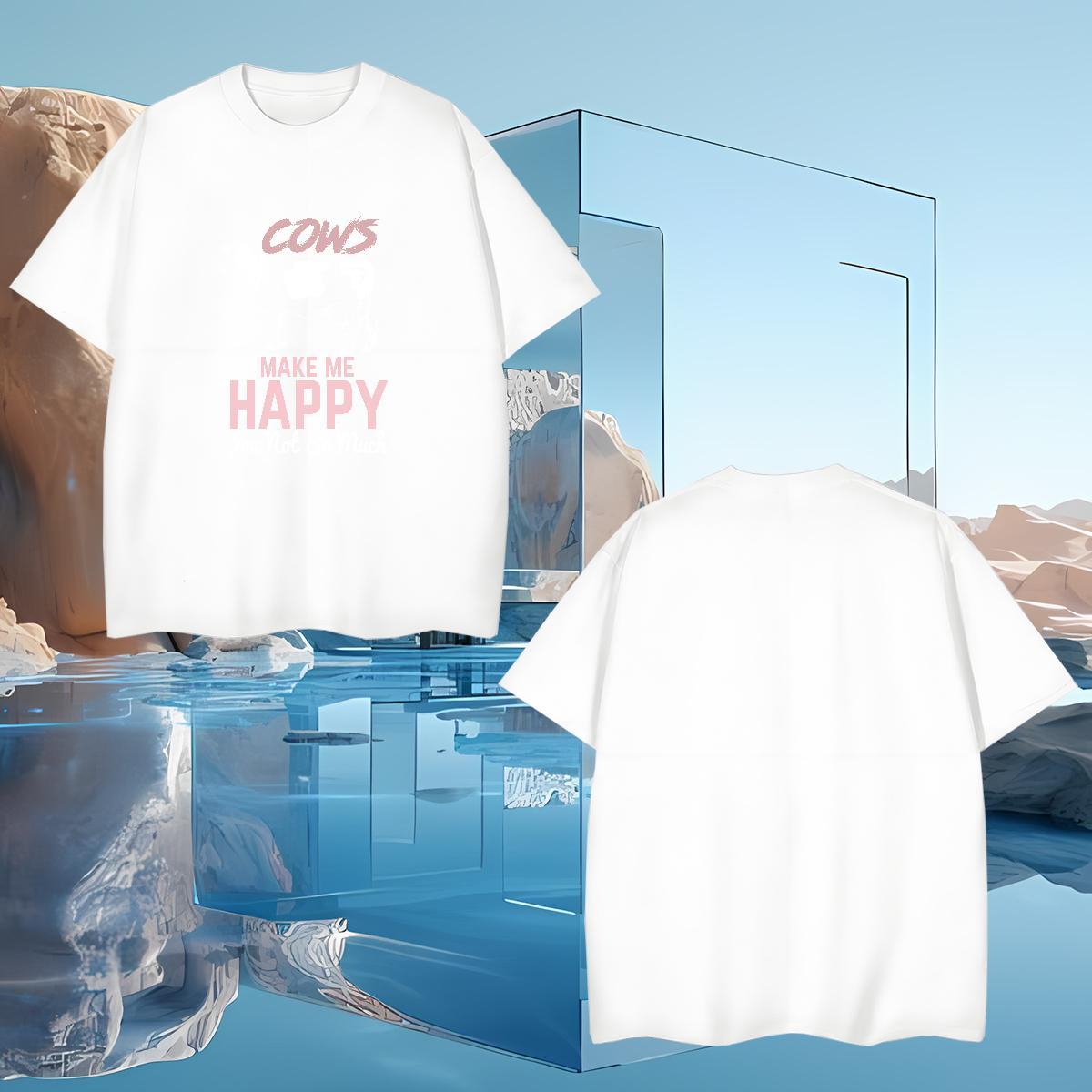 Designer happy T shirt Casual Couples T Shirts 230g Cotton Casual New Breathable Short Sleeve Custom Printed Tops
