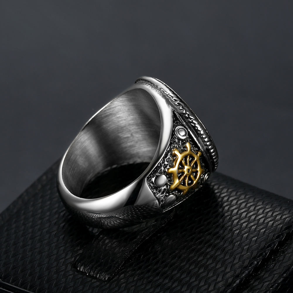 Vintage Skull Cross Casting Ring Titanium Steel Skeleton Seal Rings Mens Jewelry